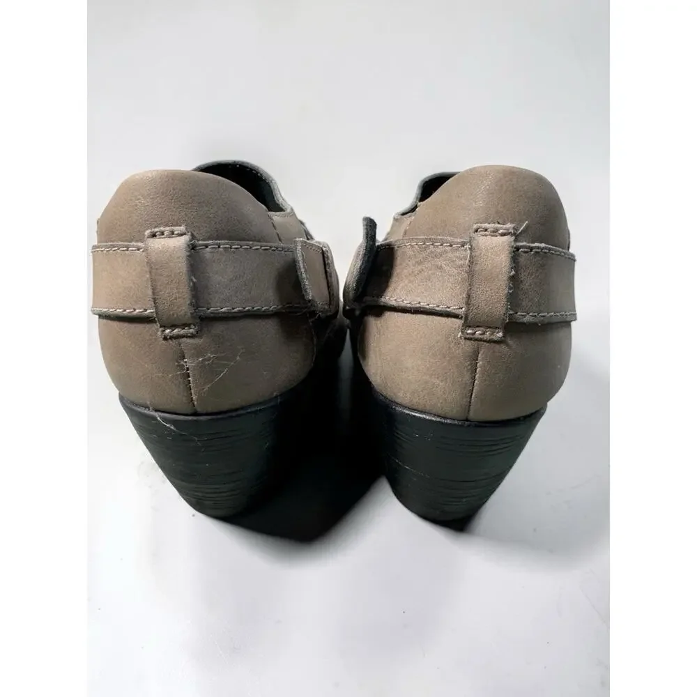 Born Zowy Women’s 8.5W Gray Leather Ankle Booties Side Zip Comfort Wide EU 40